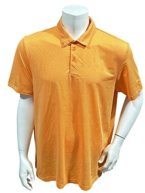 Adidas Men’s Golf Polo Shirt Striped Orange Logo Short Sleeve 2XL